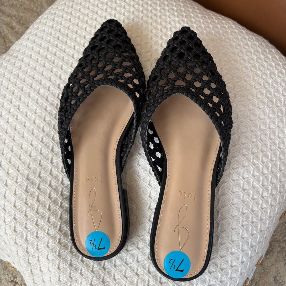 Joie Black Flats with Pointed Toe Design